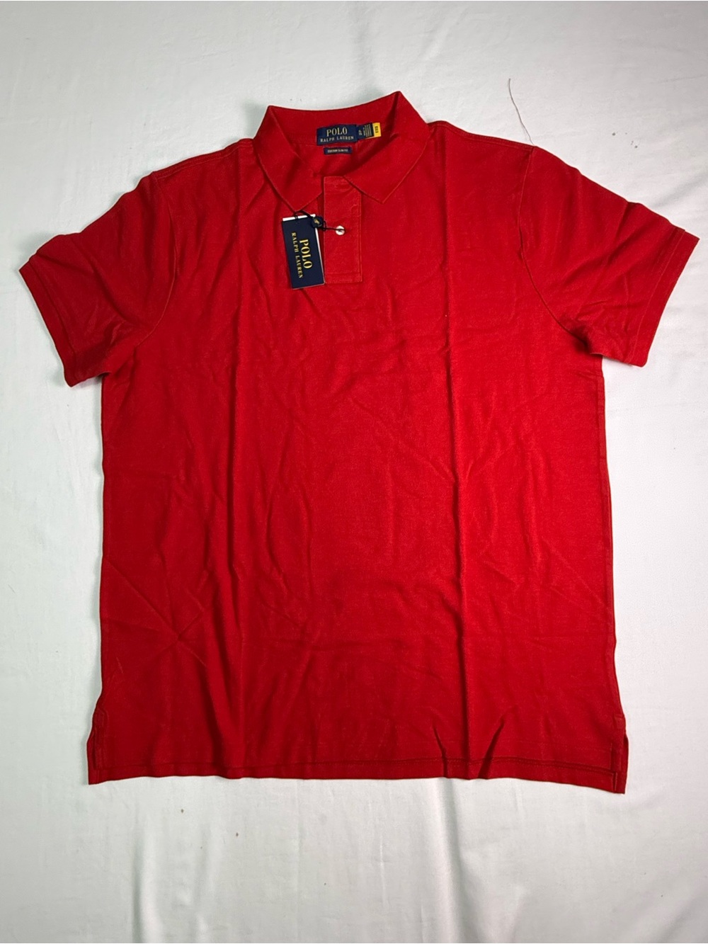polo Ralph Lauren Men’s Custom Fit 100% Cotton Mesh Polo Sz XL/TG Solid Red $115